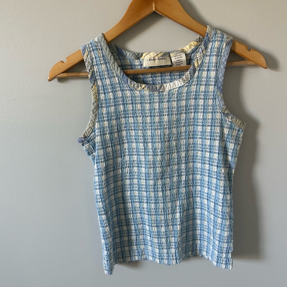Lemon Grass Plaid Tank Top